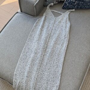 Lush Black and White Textured Midi Dress